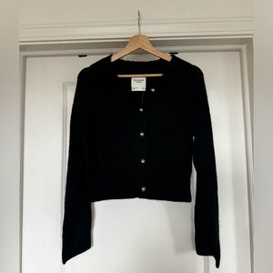 Black Cozy Button Cardigan